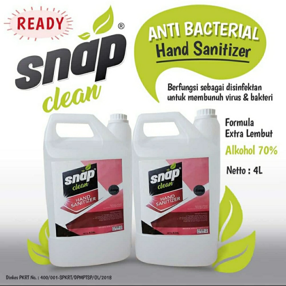 SNAP ANTI BACTERIAL HAND SANITIZER 4L