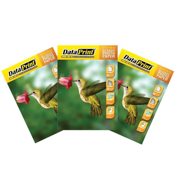 Kertas Foto Glossy Data Print 180 A4 isi 20 lembar.
