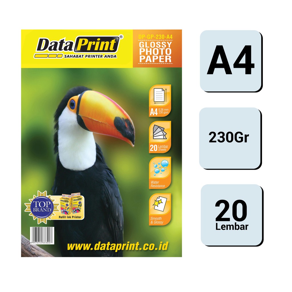 Kertas Foto Glossy Data Print 230 A4 isi 20 lembar