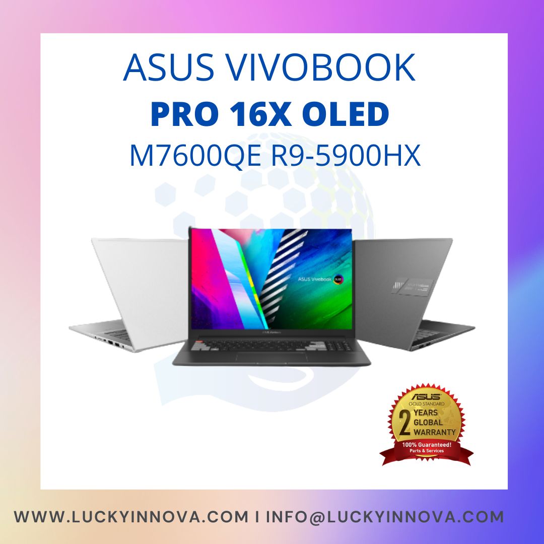 LAPTOP ASUS VIVOBOOK PRO 16X OLED M7600QE R9-5900HX 16GB 1TB SSD RTX3050Ti 4GB 4K